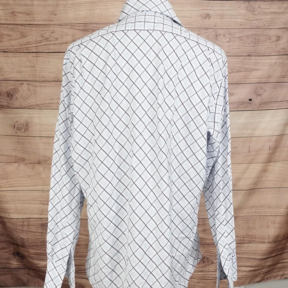 Banana Republic Shirt Mens XL White Check Long Sleeve Button-Up Cotton Casual